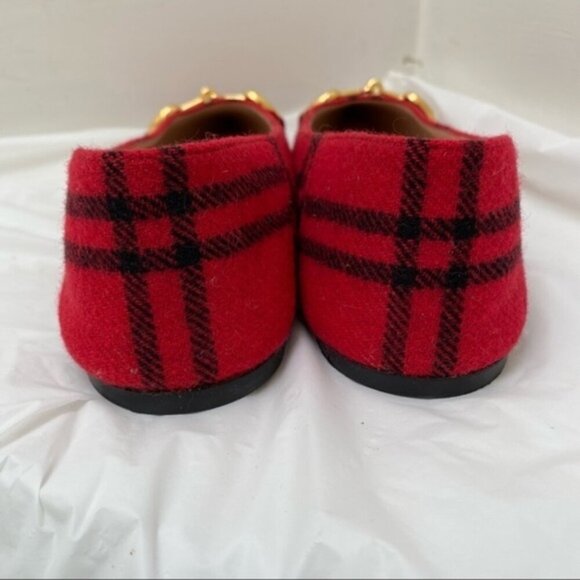 GUCCI Horsebit Check-Wool Point-Toe‎ Ballet Flats Women Size 8.5 - Picture 9 of 12